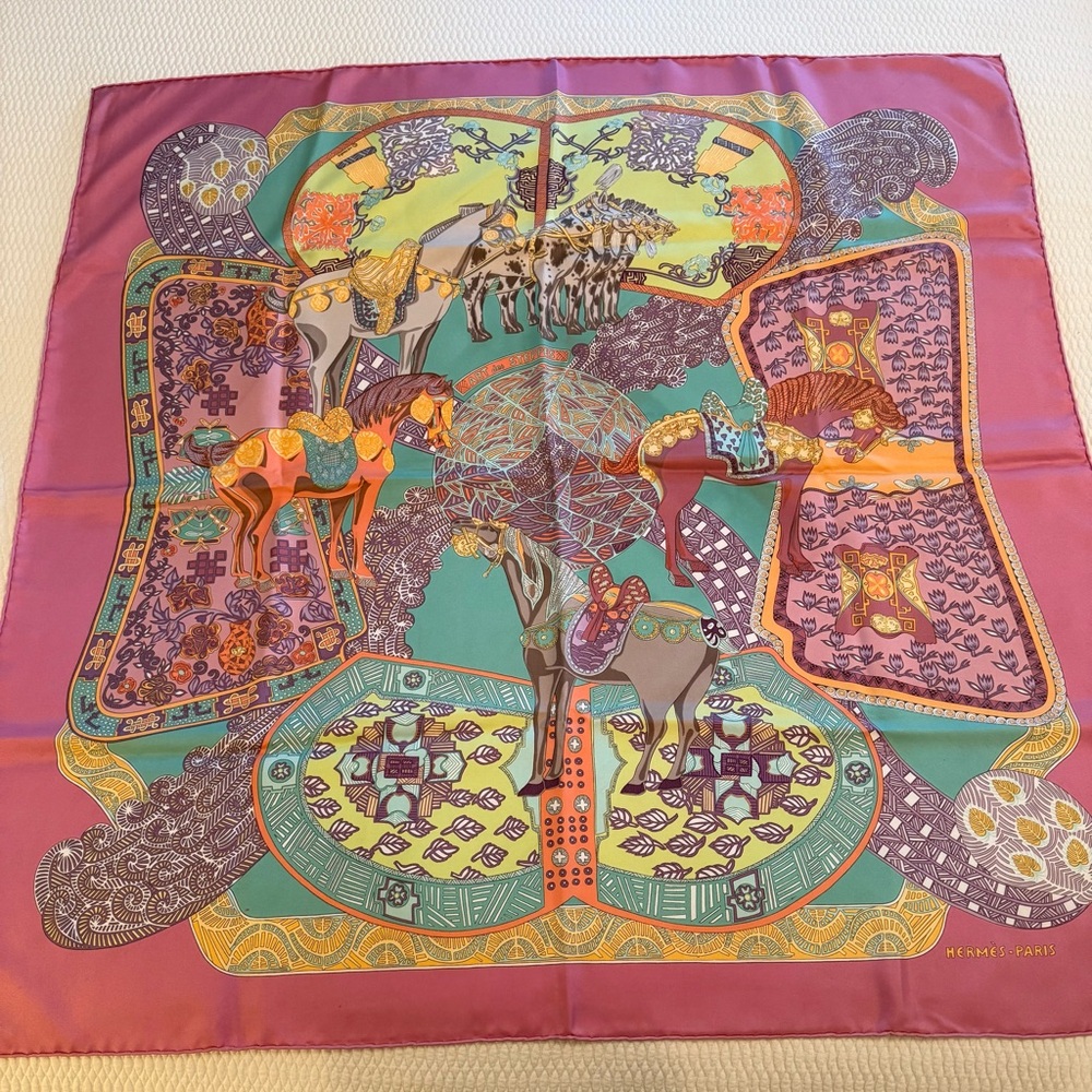 Hermes Multicolor Silk Scarf